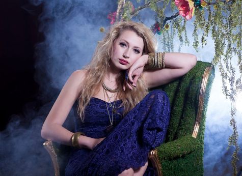 romantic senior in moss-covered chair